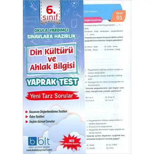 Bulut 6.Sınıf Din Kültürü ve Ahlak Bilgisi Yaprak Test