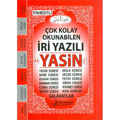 Fihristli Çok Kolay Okunabilen İri Yazılı 41 Yasin Cep Boy Fetih Yayınları