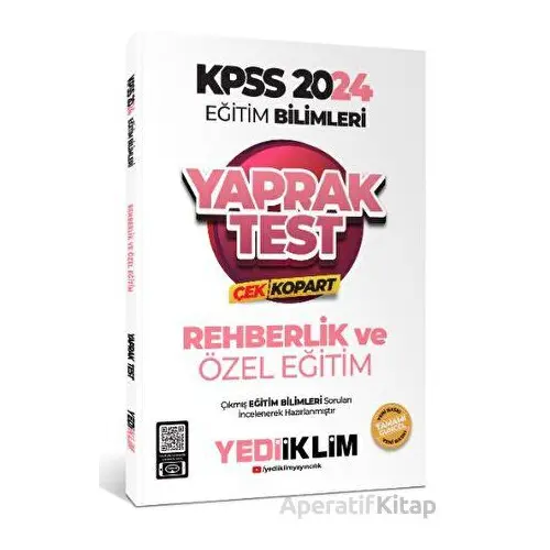 Yediiklim 2024 KPSS Eğitim Bilimleri Rehberlik ve Özel Eğitim Çek Kopart Yaprak Test