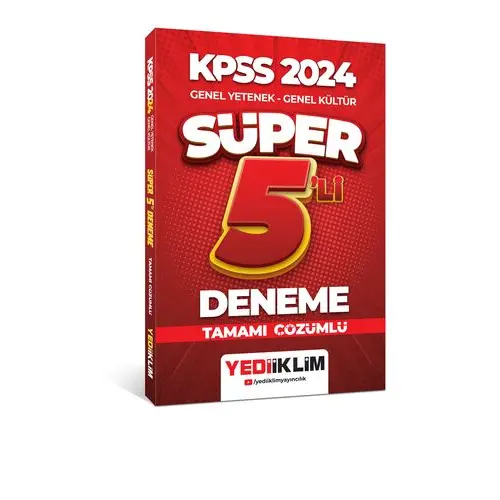 Yediiklim 2024 KPSS Genel Yetenek - Genel Kültür Tamamı Çözümlü Süper 5’li Deneme