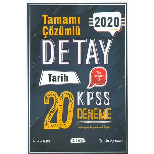 2020 KPSS Detay Tarih Çözümlü 20 Deneme Tercih Akademi Yayınları