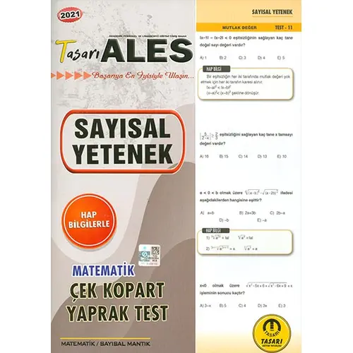 2021 ALES Sayısal Yetenek Yaprak Test Tasarı Yayınları