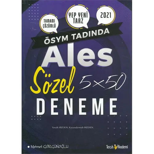 2021 ALES Sözel 5x50 Deneme Tercih Akademi Yayınları