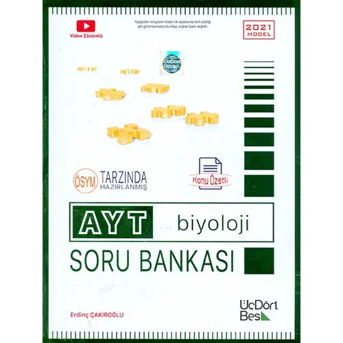 2021 AYT Biyoloji Soru Bankası ÜçDörtBeş Yayınları