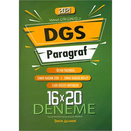 2021 DGS Paragraf 16x20 Deneme Tercih Akademi Yayınları