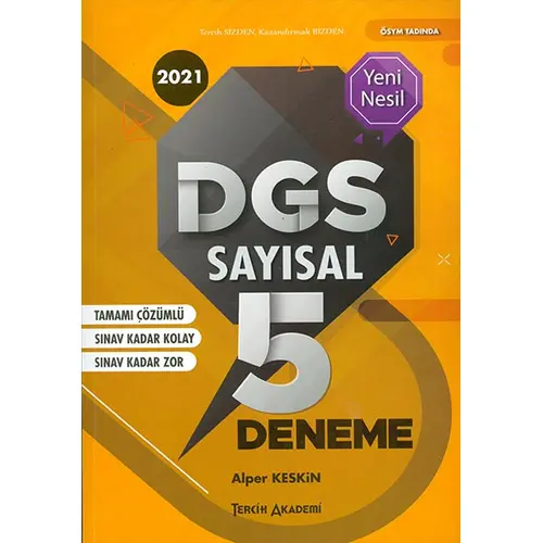 2021 DGS Sayısal Tamamı Çözümlü 5 Deneme Tercih Akademi Yayınları