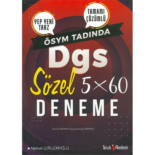 2021 DGS Sözel 5x60 Deneme Tercih Akademi Yayınları