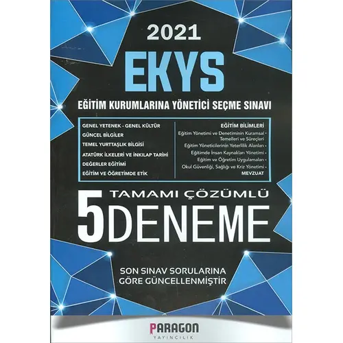 2021 EKYS Müdür ve Müdür Yardımcılığı Çözümlü 5 Deneme Paragon Yayıncılık