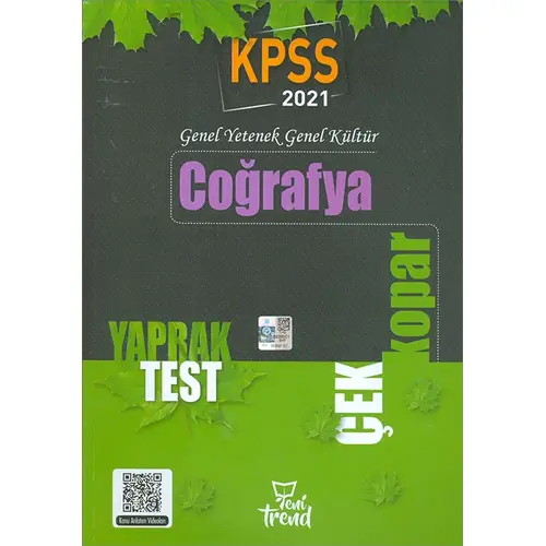 2021 KPSS Coğrafya Çek Kopar Yaprak Test Yeni Trend Yayınları