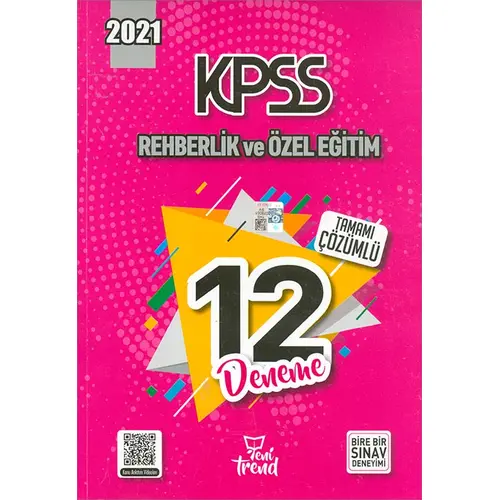 2021 KPSS Rehberlik Çözümlü 12 Deneme Yeni Trend Yayınları