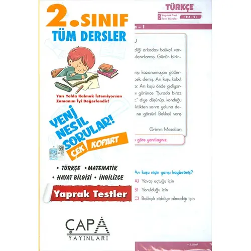 2.Sınıf Tüm Dersler Yaprak Test Çapa Yayınları