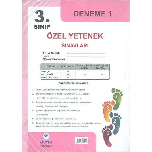 3.Sınıf Bilsem Deneme Sınavı Mutlu Yayıncılık