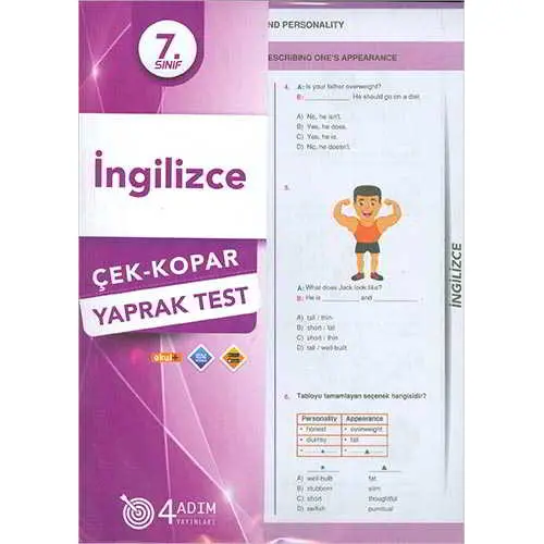 7. Sınıf İngilizce Çek Kopar Yaprak Test - Kolektif - 4 Adım Yayınları