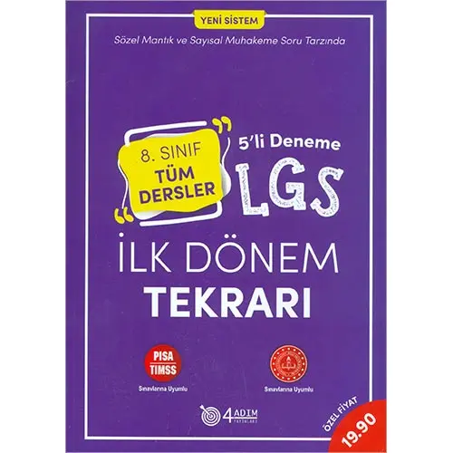 4 Adım 8.Sınıf LGS İlk Dönem Tekrarı 5li Deneme