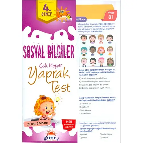 4.Sınıf Sosyal Bilgiler Çek Kopar Yaprak Test Güneş Yayın Dağıtım