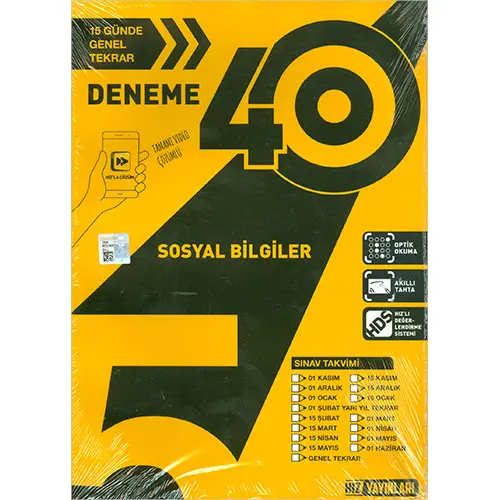 5.Sınıf 40lı Sosyal Bilgiler Deneme Hız Yayınları