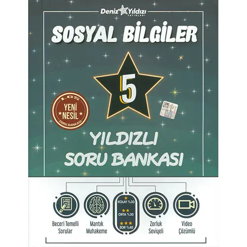 5.Sınıf Sosyal Bilgiler Yıldızlı Soru Bankası Deniz Yıldızı Yayınları