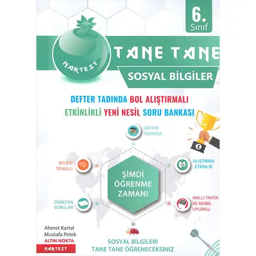 6.Sınıf Yeşil Defter Tadında Tane Tane Sosyal Bilgiler Nartest Yayınları