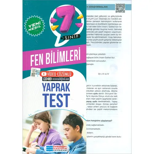 7. Sınıf Fen Bilimleri Video Çözümlü Yaprak Test - Kolektif - Evrensel İletişim Yayınları