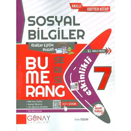 7.Sınıf Sosyal Bilgiler Etkinlikli Bumerang Serisi Günay Yayınları