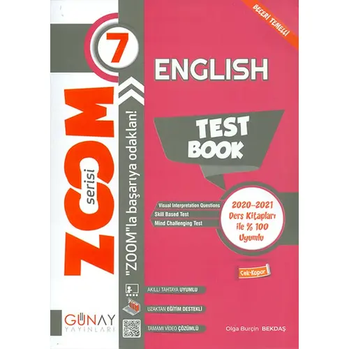 7.Sınıf Zoom Serisi İngilizce Soru Bankası Günay Yayınları