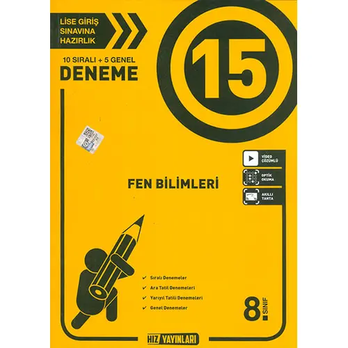 8.Sınıf Fen Bilimleri 15 Deneme Hız Yayınları