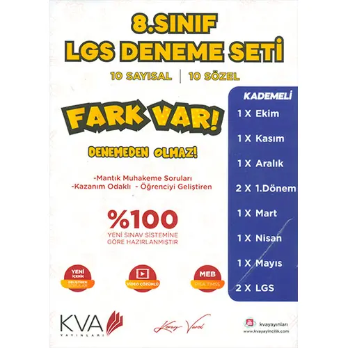 8.Sınıf LGS Deneme Seti KVA Yayınları