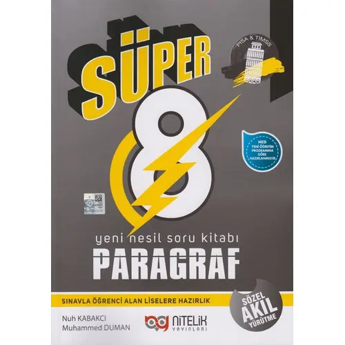 8.Sınıf Paragraf Süper Yeni Nesil Soru Kitabı Nitelik Yayınları