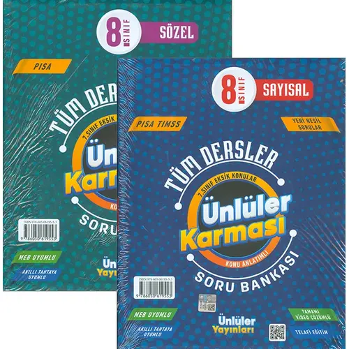 8.Sınıf Tüm Dersler Ünlüler Karması (Sözel-Sayısal 2 Kitap)