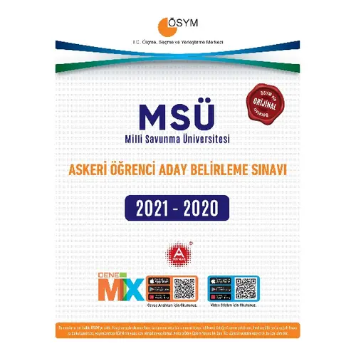 A Yayınları 2021 2020 MSÜ Tıpkı Basım Deneme Sınavı