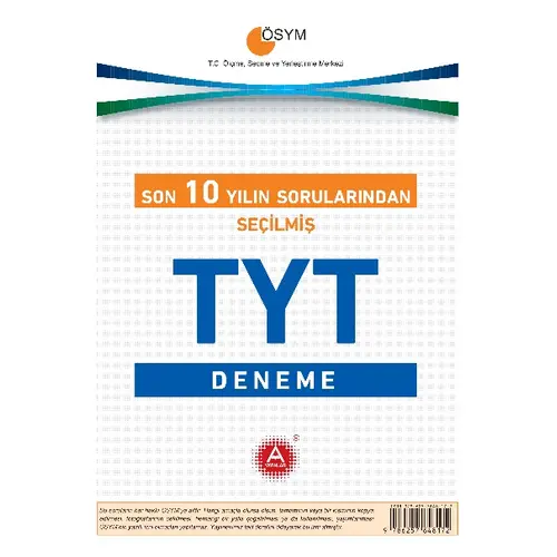 A Yayınları YKS TYT Son 10 Yılın Sorularından Seçilmiş Deneme