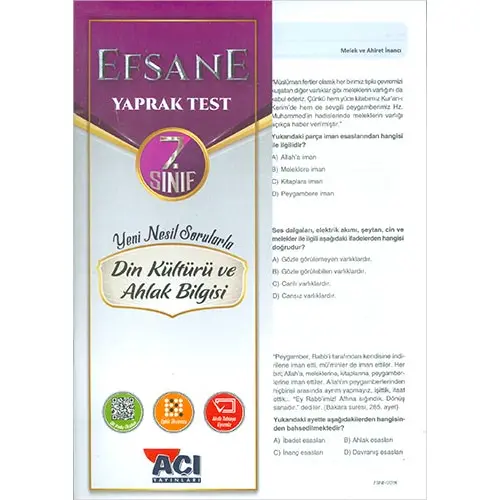 Açı 7.Sınıf Din Kültürü Efsane Yaprak Test