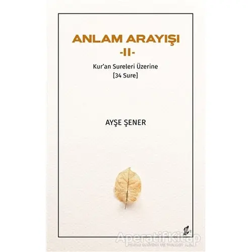 Anlam Arayışı 2 - Ayşe Şener - Okur Kitaplığı