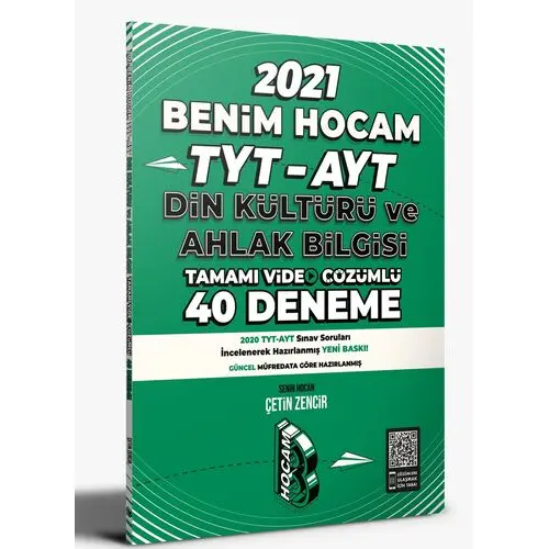 Benim Hocam 2021 TYT Din Kültürü ve Ahlak Bilgisi Video Çözümlü 40 Deneme Sınavı