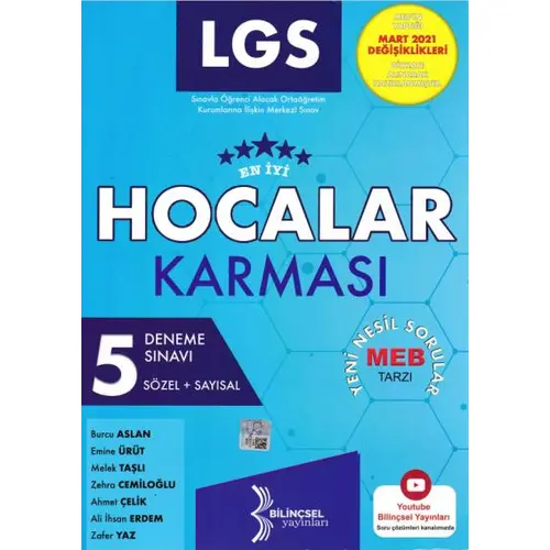 Bilinçsel LGS En İyi Hocalar Karması 5 Deneme Sınavı