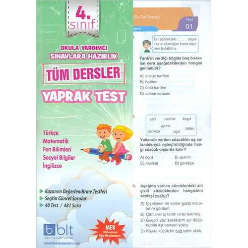 Bulut 4.Sınıf Tüm Dersler Yaprak Test