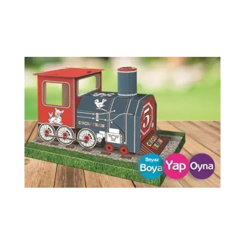 Circus Train 3D Boyutlu Karton Maket Boyama Treni