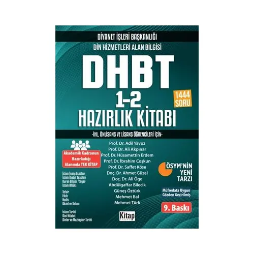 Diyanet İşleri Başkanlığı Din Hizmetleri Alan Bilgisi Dhbt 1-2 Hazırlık Kitabı 2024