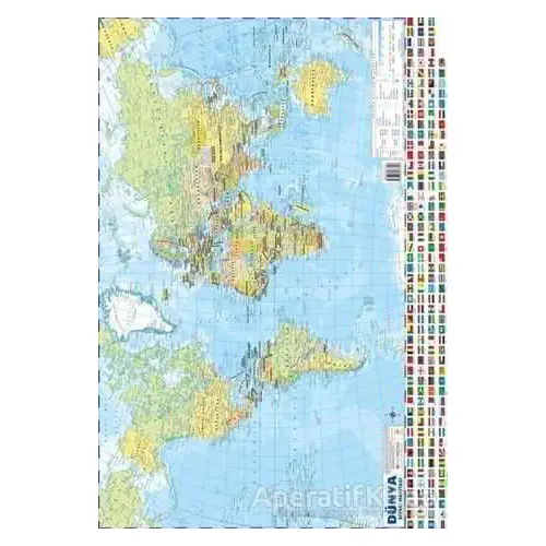 Dünya Siyasi-Fiziki Haritası 50x35 - Kolektif - MepMedya Yayınları