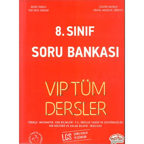 Editör 8.Sınıf Vip Tüm Dersler Soru Bankası Hedef 2020