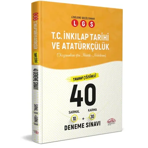 Editör LGS İnkılap Tarihi (10 Sarmal+30 Karma) 40 Deneme Sınavı