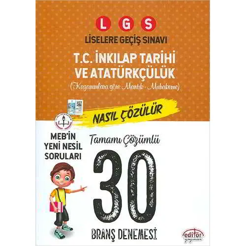 Editör LGS T.C. İnkılap Tarihi ve Atatürkçülük Çözümlü 20 Branş Denemesi
