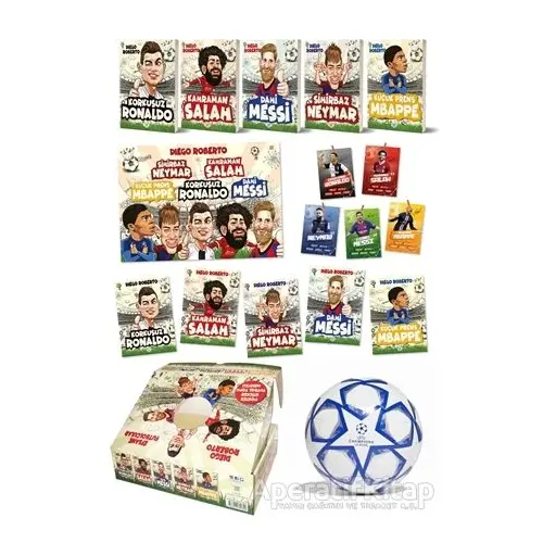 Efsane Futbolcular Kutulu Set (5 Kitap Takım - Futbol Topu Hediyeli) - Diego Roberto - Dokuz Çocuk