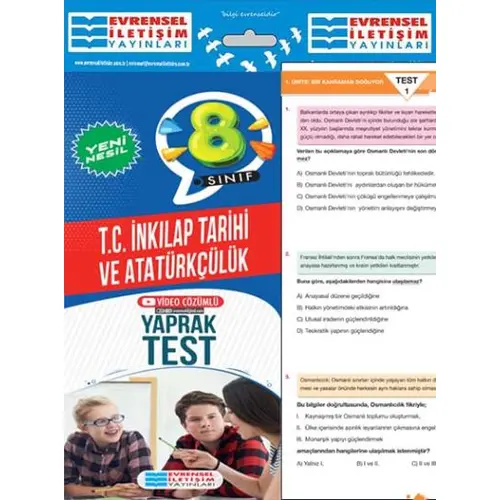 8. Sınıf T.C. İnkılap Tarihi ve Atatürkçülük Yeni Nesil Video Çözümlü Yaprak Test