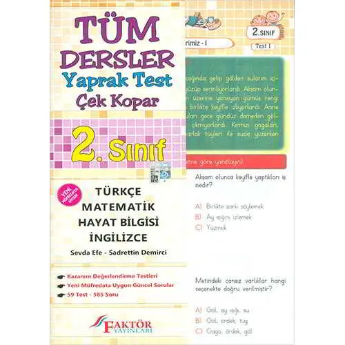 Faktör 2.Sınıf Tüm Dersler Yaprak Test Çek Kopar