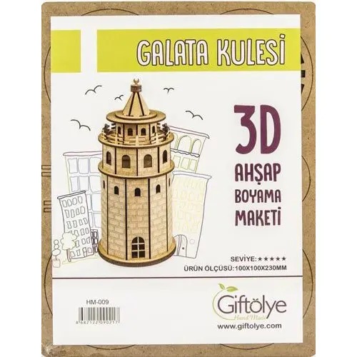 Galata Kulesi 3D Ahşap Boyama Maketi