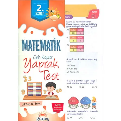 Güneş 2.Sınıf Matematik Çek Kopar Yaprak Test