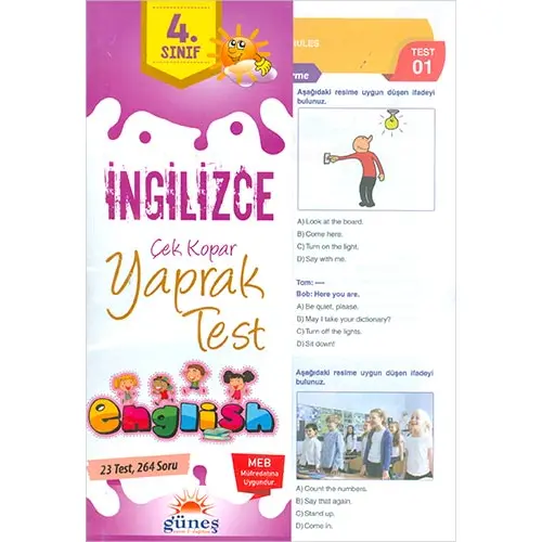 Güneş 4.Sınıf İngilizce Çek Kopar Yaprak Test