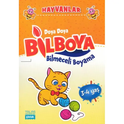 Hayvanlar - Doya Doya Bil Boya Bilmeceli Boyama (3-4 Yaş) - Kolektif - Talas Yayınları