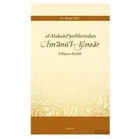 El-maksud Şerhlerinden İm‘anü’l-enzar - Metin Avcı - Araştırma Yayınları